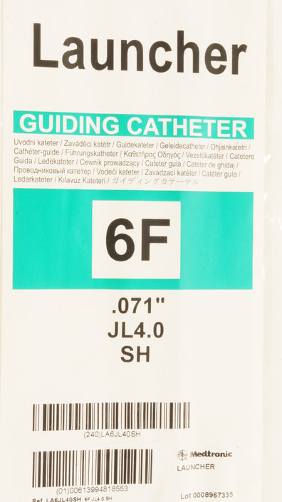 Medtronic LA6JL40SH Launcher Guiding Cath. 6F x .071inch .082inch x 100cm (x)